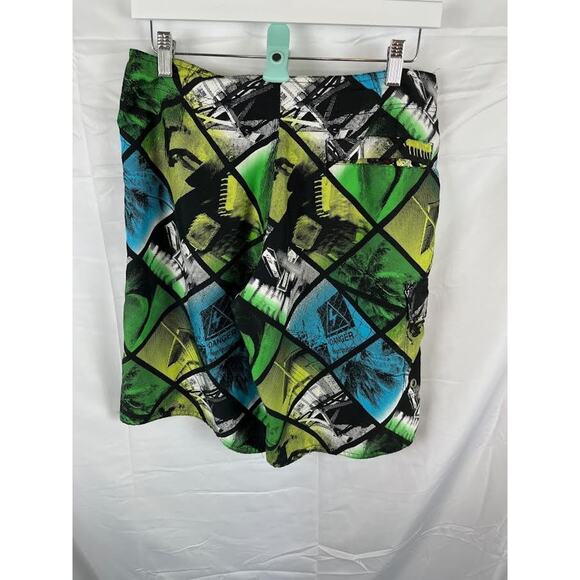 Blue Sol Boardshorts Men 32 Green Blue Check Hybrid Swim Beach Surf Trunks - Picture 3 of 5